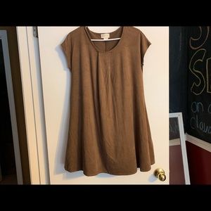 Brown Suede T-Shirt Dress